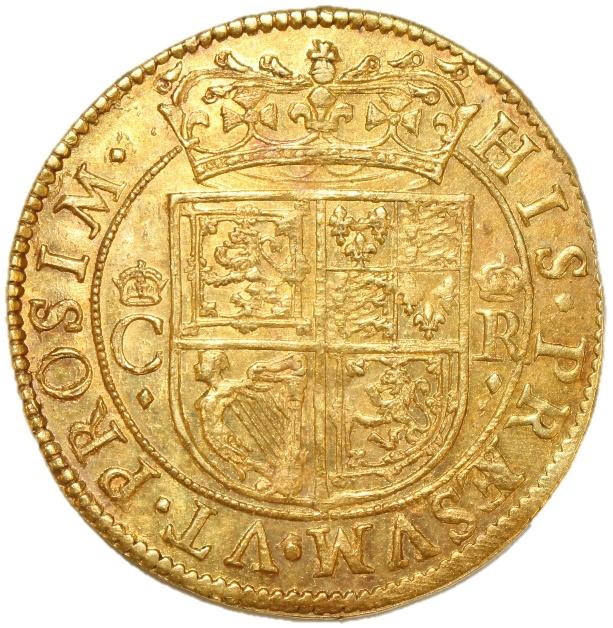 A gold coin with a shield and crown

Description automatically generated