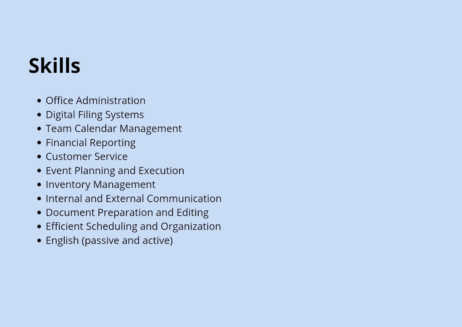contoh skill pada CV staff adminisrasi