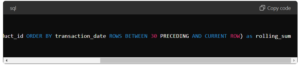 SQL query for calculating using the WINDOW function Part 2. 