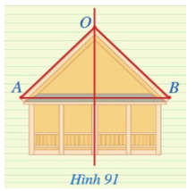 BÀI 9: ĐƯỜNG TRUNG TRỰC CỦA MỘT ĐOẠN THẲNGKhởi độngCâu hỏi: Hình 86 minh họa chiếc cân thăng bằng và gợi nên hình ảnh đoạn thẳng AB, đường thẳng d. Đường thẳng d có mối liên hệ gì với đoạn thẳng AB?Đáp án chuẩn:Đường trung trựcI. Định nghĩaBài 1: Quan sát Hình 87:a. So sánh hai đoạn thẳng IA và IBb. Tìm số đo của các góc I1=I2Đáp án chuẩn:a) =b) I1=90°,I2=90°.Bài 2: Cho tam giác ABC và M là trung điểm của BC. Biết AMB=AMC. Chứng minh AM là đường trung trực của đoạn thẳng BCĐáp án chuẩn:AM ⊥ BC tại trung điểm M của BCII. Tính chấtBài 1: Cho đoạn thẳng AB có trung điểm O, d là đường trung trực của đoạn thẳng AB, điểm M thuộc  d, M khác O (Hình 90). Chứng minh rằng:a. ΔMOA=ΔMOBb. MA = MBĐáp án chuẩn:a) ∆MOA = ∆MOB (2 cạnh góc vuông).b) MA = MB (2 cạnh tương ứng).Bài 2: Hình 91 mô tả mặt cắt đứng của một ngôi nhà với hai mái là OA và OB, mái nhà bên trái dài 3m. Tính chiều dài mái nhà bên phải biết rằng điểm O thuộc đường trung trực của đoạn thẳng AB.Đáp án chuẩn:3 m.Bài 3: Cho đoạn thẳng AB có trung điểm O. Giả sử M là một điểm khác O sao cho MA = MB.a. Hai tam giác MOA và MOB có bằng nhau hay không? Vì sao?b. Đường thẳng MO có là đường trung trực của đoạn thẳng AB hay không? Vì sao?Đáp án chuẩn:a) ∆MOA = ∆MOB (c - c - c).b) CóBài 4: Cho tam giác ABC cân tại A.a. Điểm A có thuộc đường trung trực của đoạn thẳng BC hay không? Vì sao?b. Đường thẳng qua A vuông góc với BC cắt canh BC tại H. Đường thẳng AH có là đường trung trực của đoạn thẳng BC hay không? Vì sao?Đáp án chuẩn:a) Có.b) CóIII. Vẽ đường trung trực của một đoạn thẳngIV. Bài tập