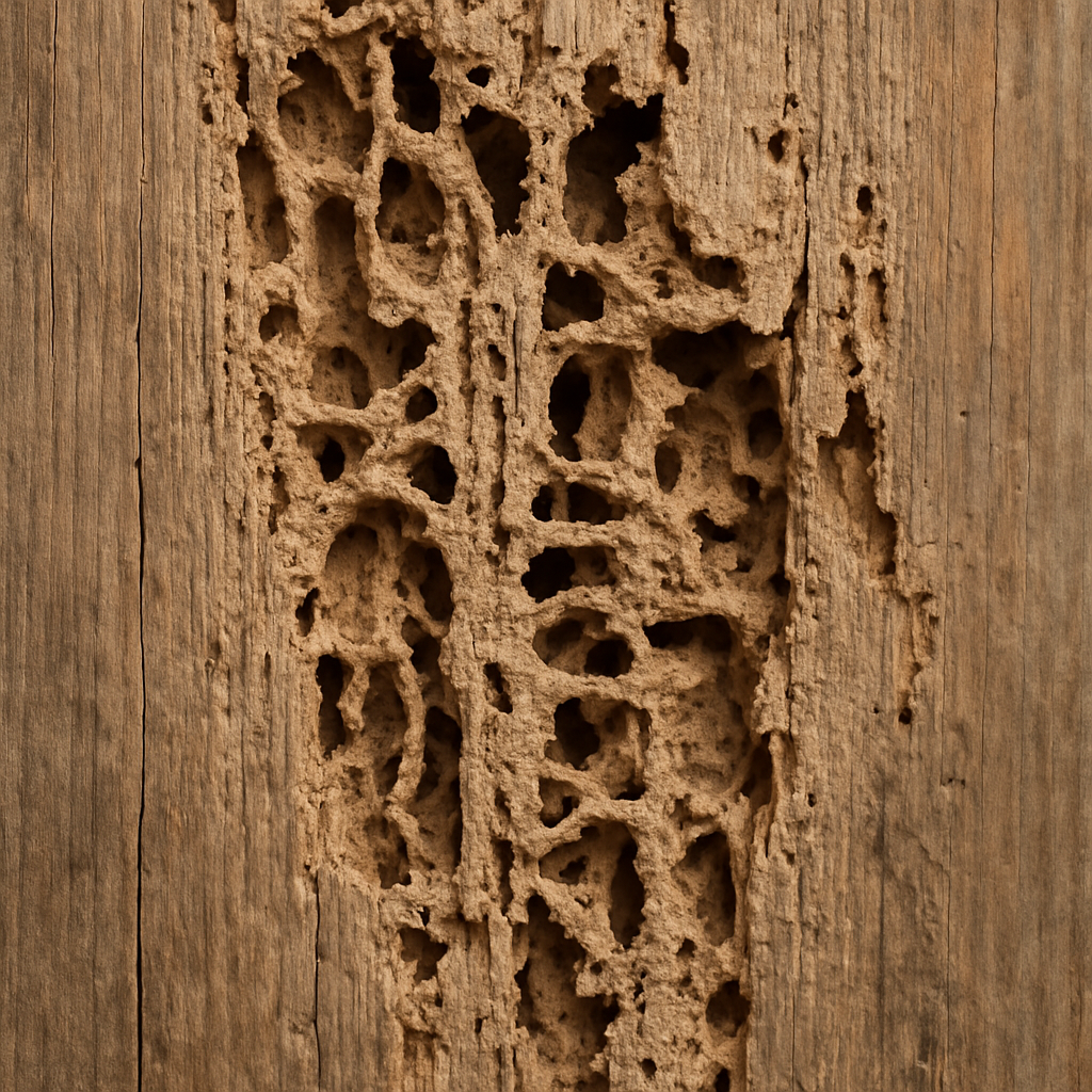 Termite damage on wood