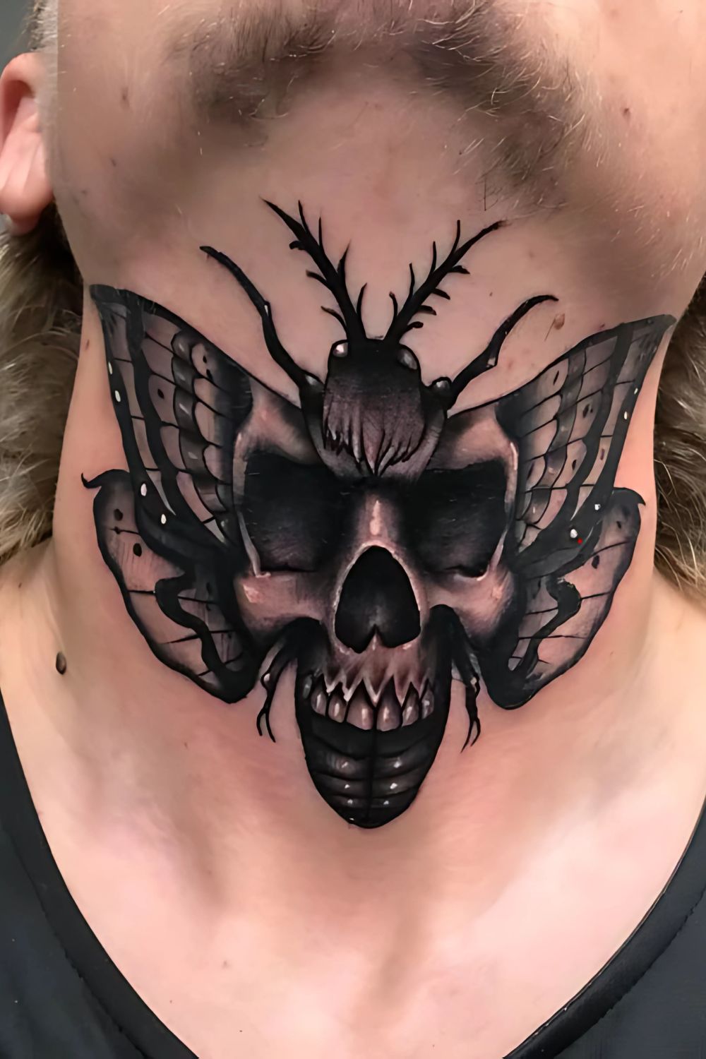 Skull Throat Tattoo