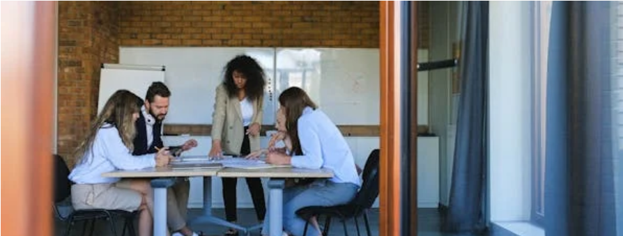 People collaborating in innovative building materials careers