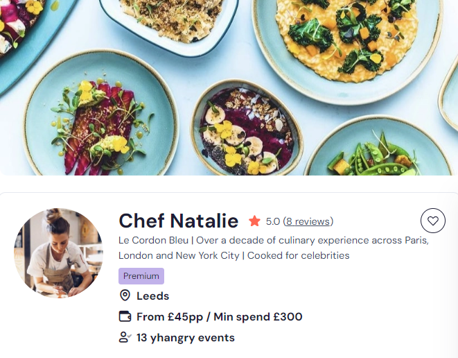 Chef Natalie’s unique catering dewsbury