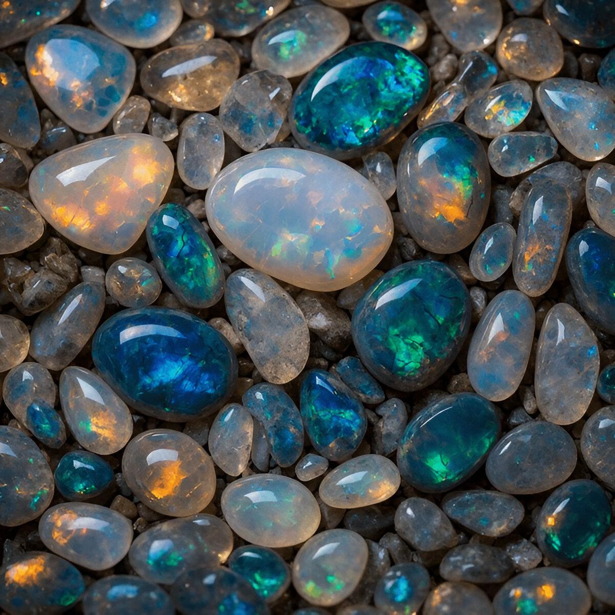 Polished opal gemstones