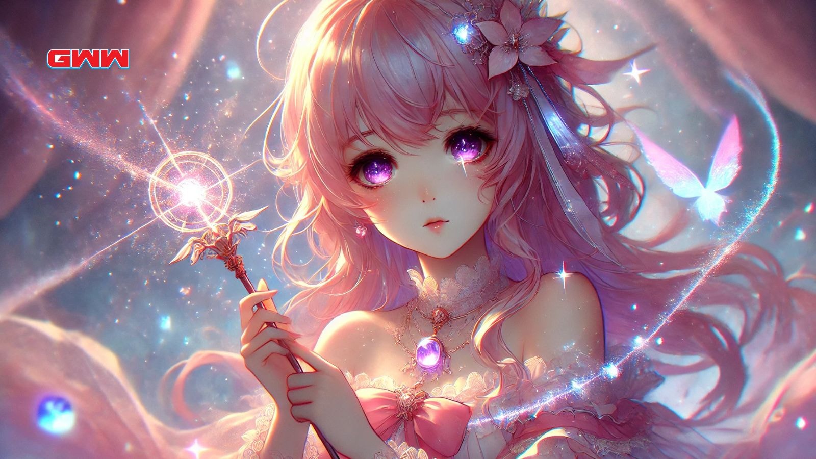 A close-up portrait of a magical girl inspired by Magia Record focusing on the character's face and upper body.