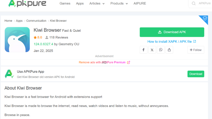 Kiwi Browser on APKPure- A trusted source to download