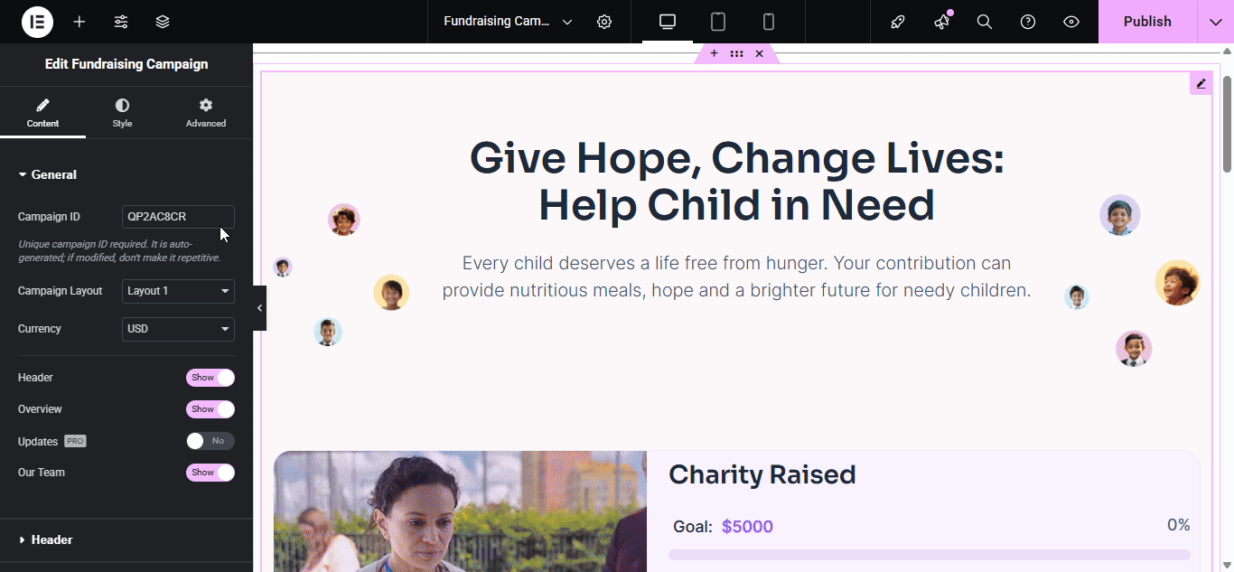 Showcase Related Fundraising Campaigns