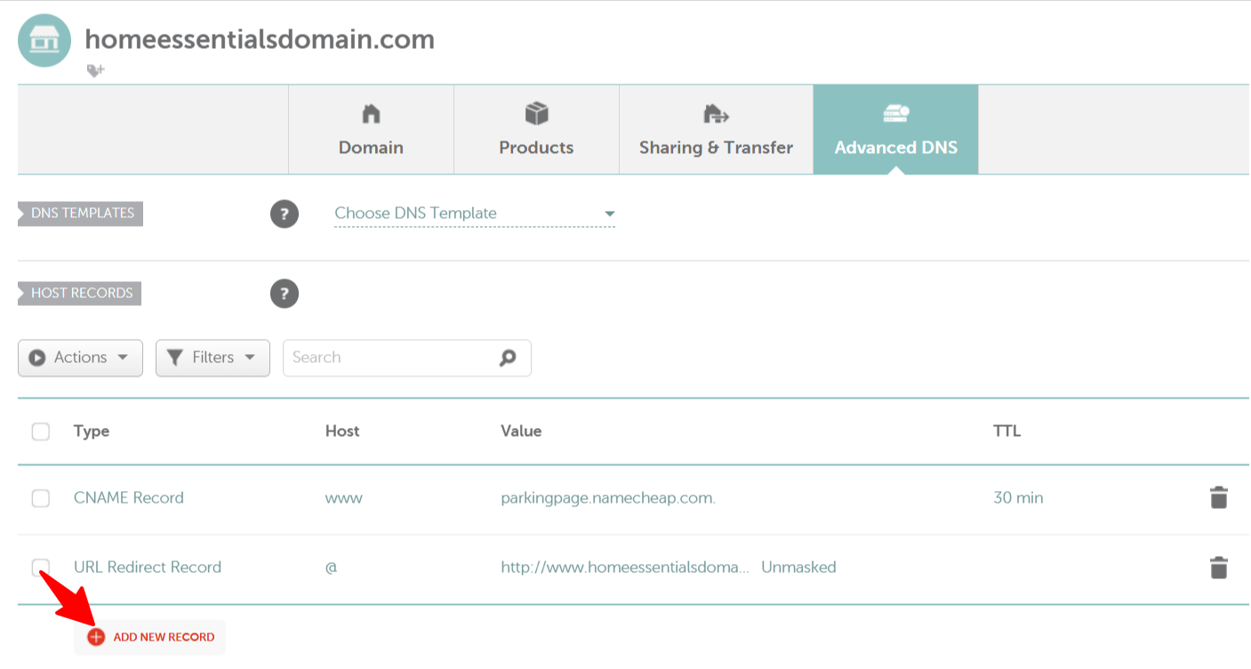 NameCheap DNS verification new TXT record