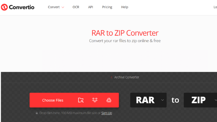 Convertio- The best RAR to ZIP converter