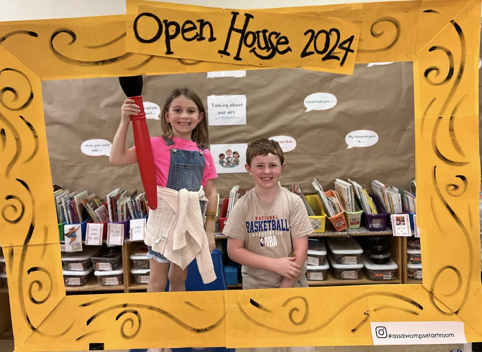 image of 2 students inside of a frame with text of Open House 2024