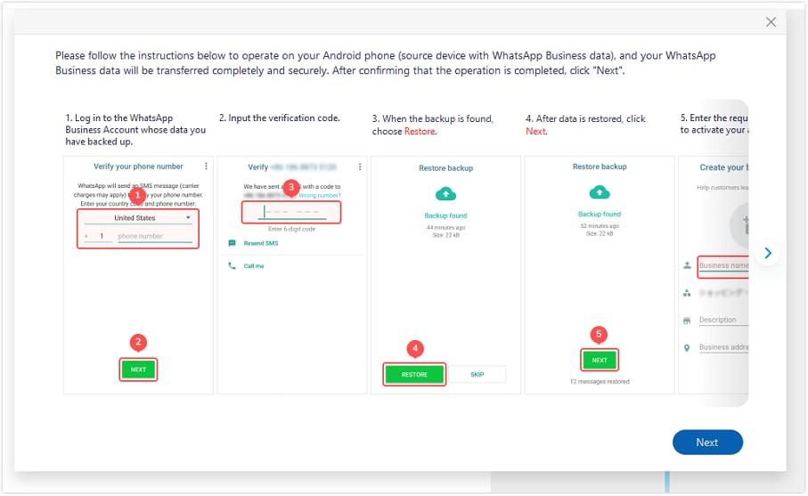 restore whatsapp backup to device