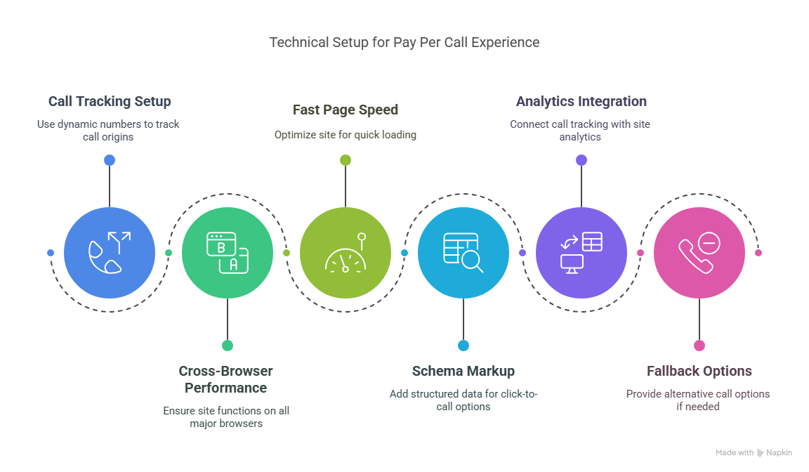 Technical setup for pay per call experience