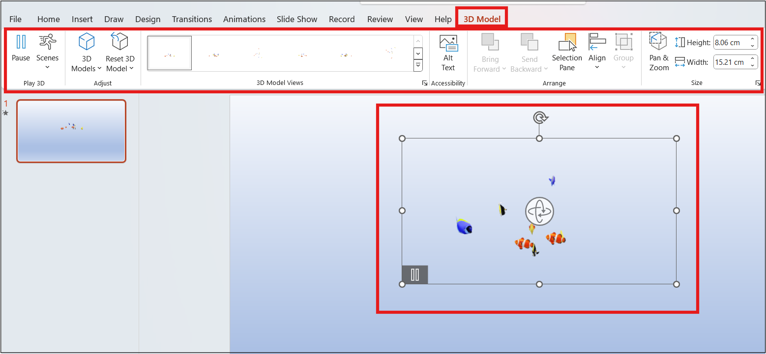 3D Model Floating Tool bar in PowerPoint