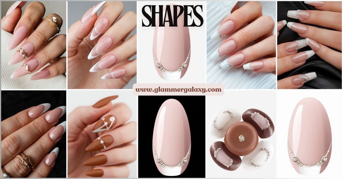 Various nail shapes with French tips 