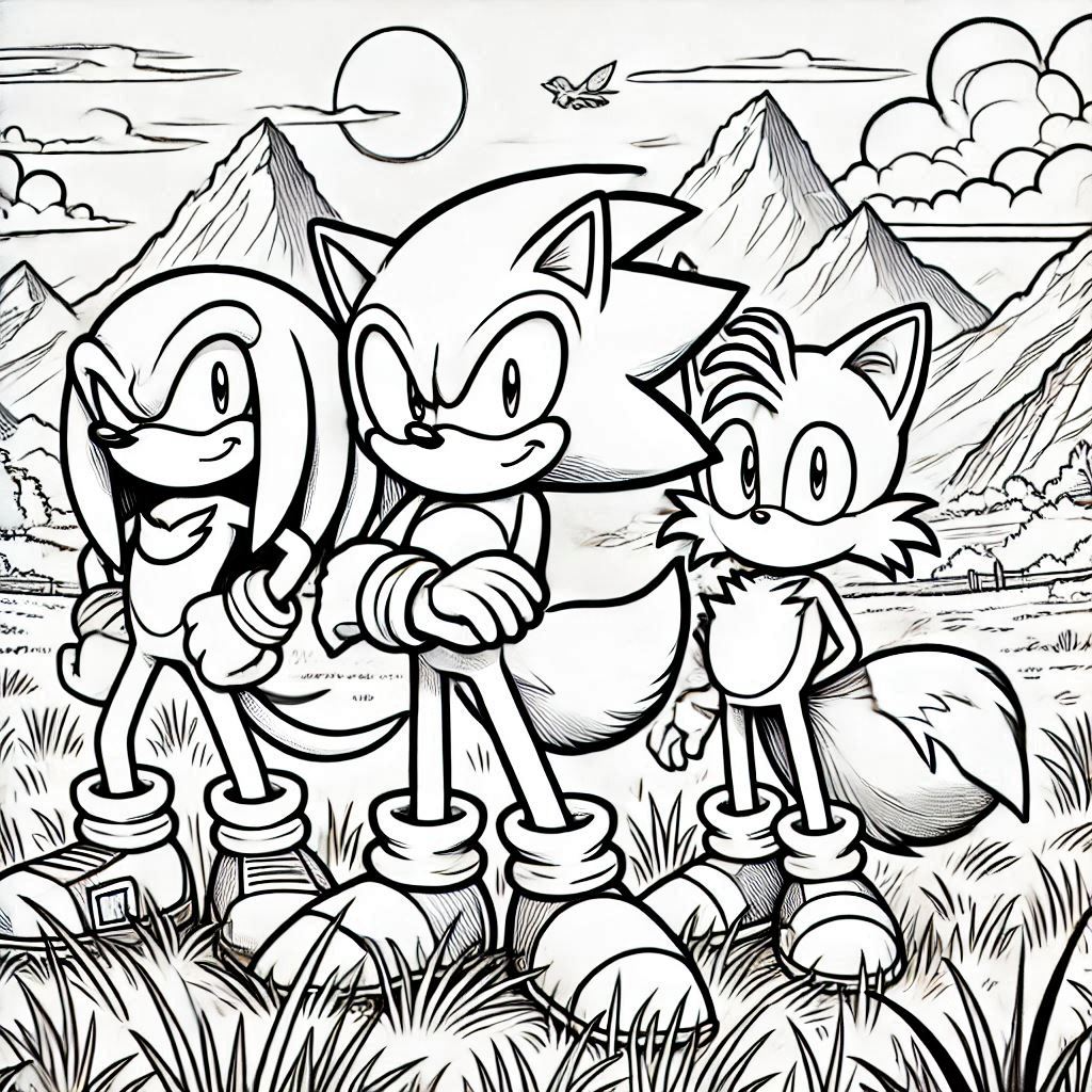 Sonic, Tails e Knuckles posando juntos