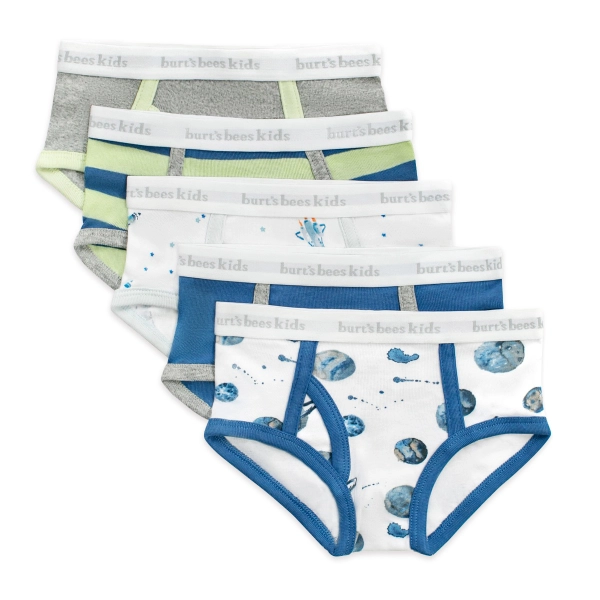 Burt's Bees Baby organic cotton kids' underwear with soft, eco-friendly materials in simple, earthy tones and playful designs.