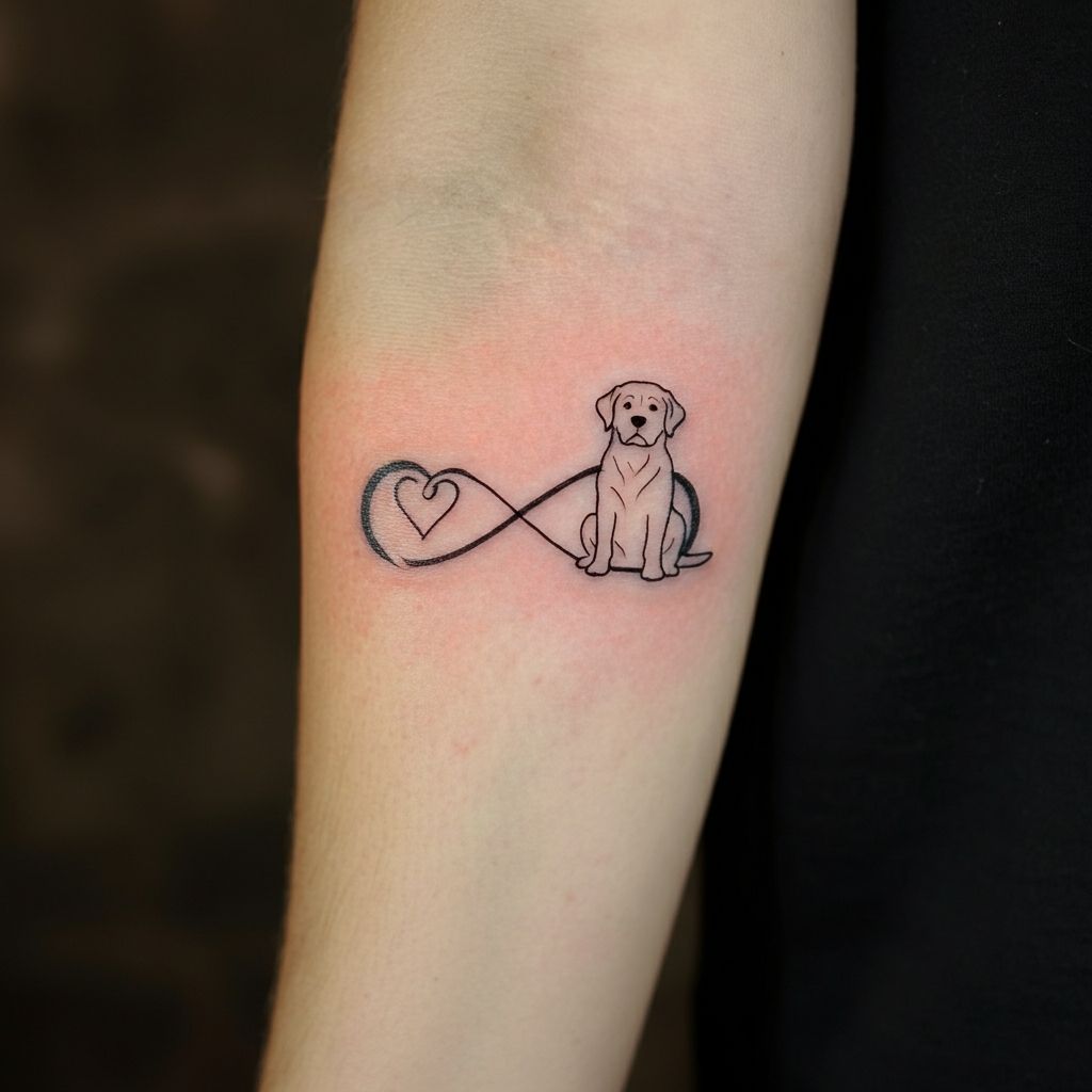 Infinity Symbol with Labrador Silhouette tattoo
