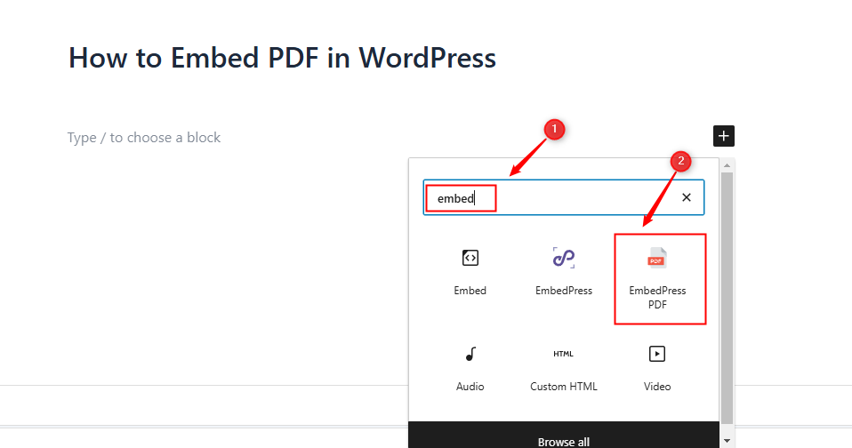 embed pdf with embedpress