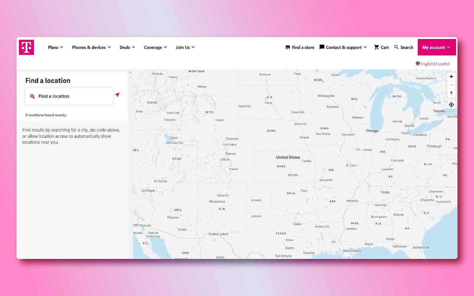 Using the T-Mobile Store Locator on the Website