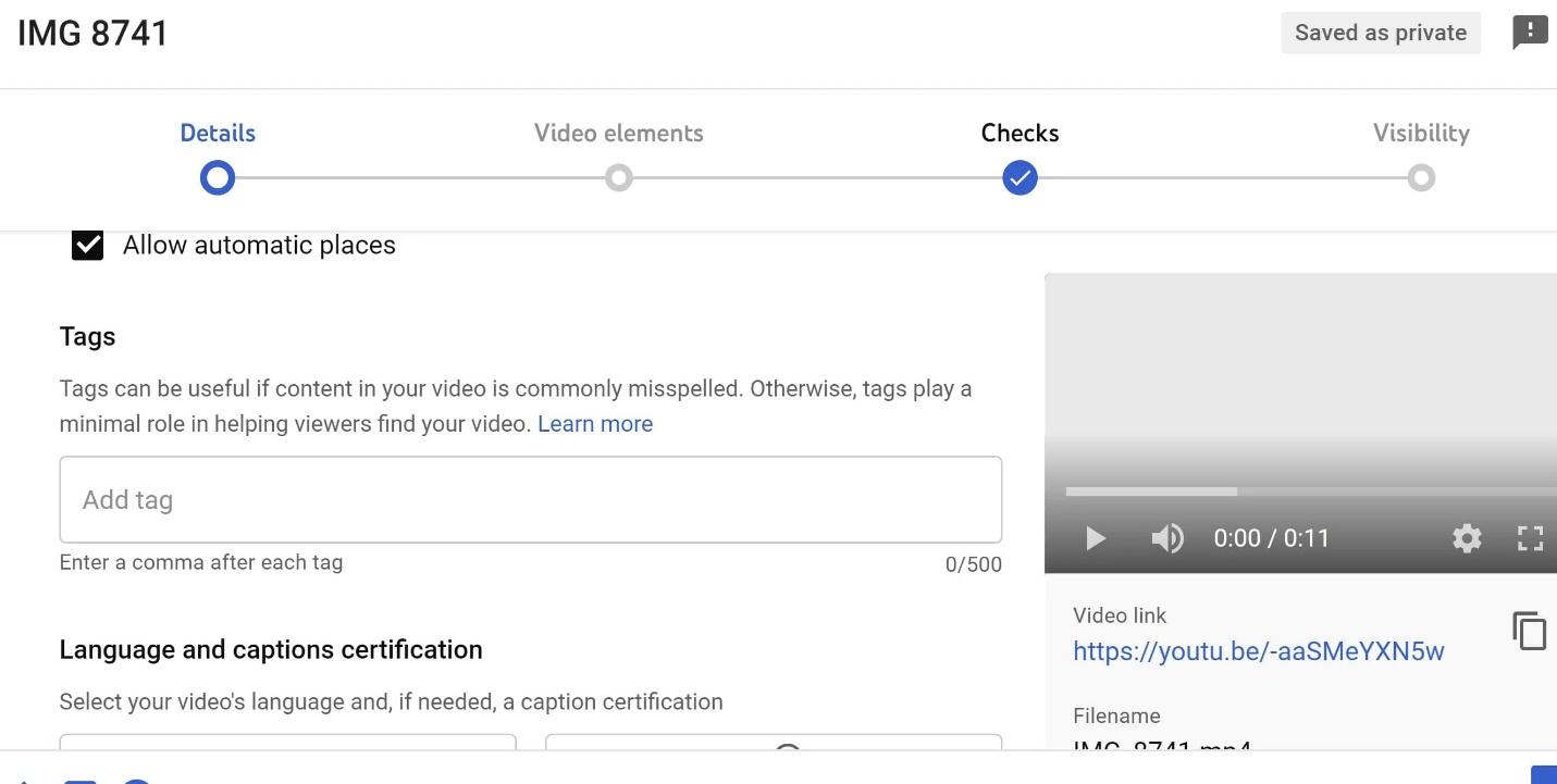 Step four of how to add tags to YouTube videos