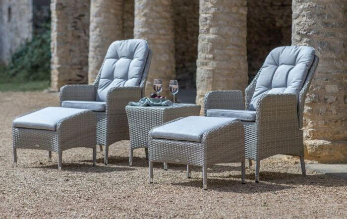 Bramblecrest Tetbury Nutmeg Garden Recliner Set with Footstool