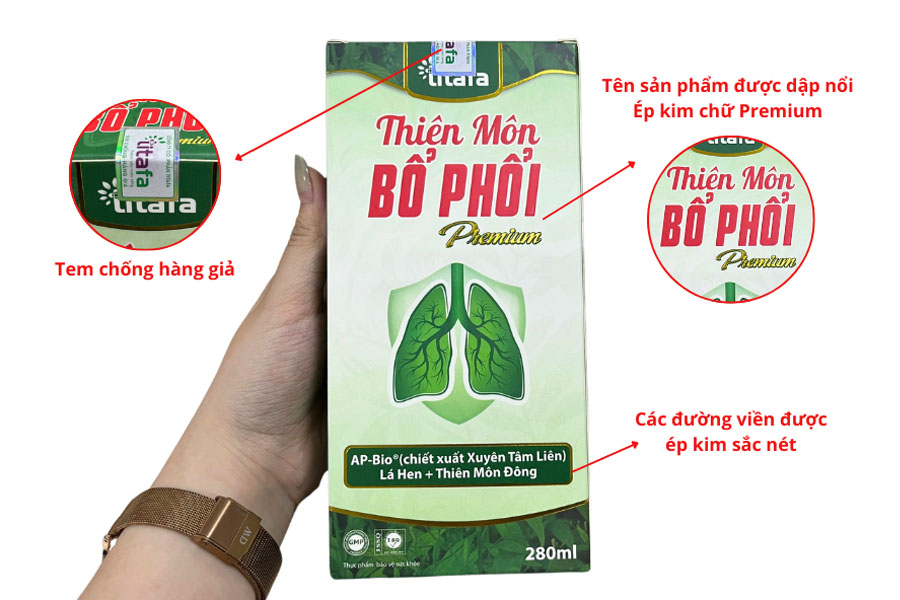 Bao bì của Thiên Môn Bổ Phổi Premium thật, chính hãng