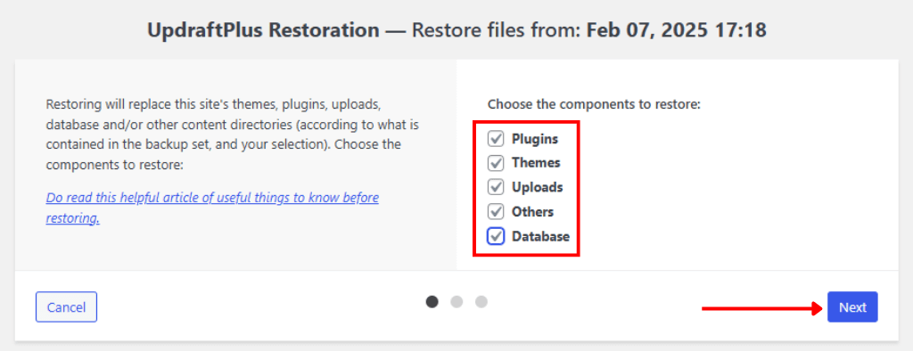 Choose What to Restore