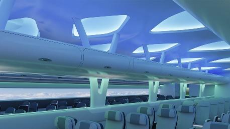 A interior of a plane

Description automatically generated