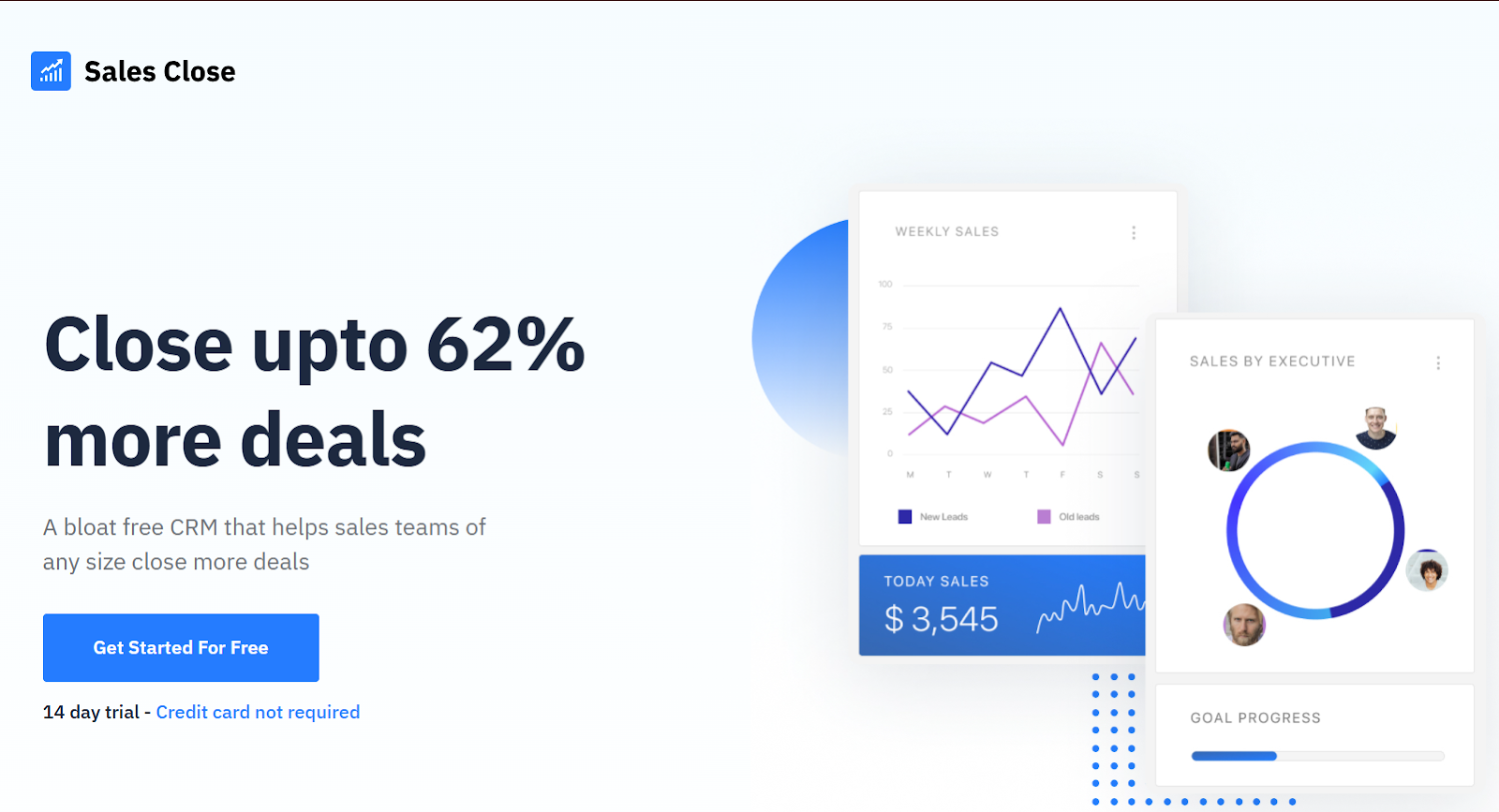 CRM landing page template with clean and minimal design emphasizes the simplicity of the platform experience.