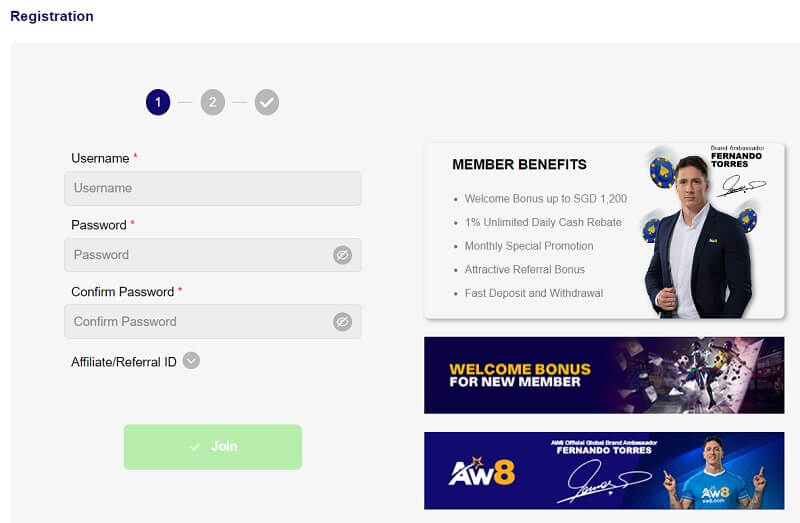 Steps for logging in and registering