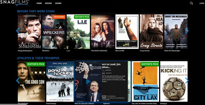 Catégories de films en streaming SnagFilms