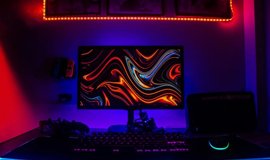 gaming setup with a monitor