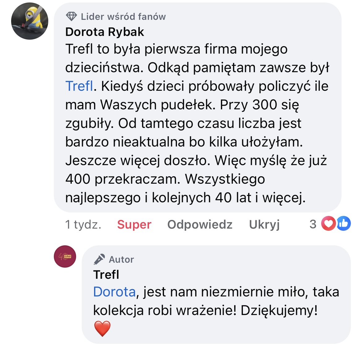 komentarze o obserwatorów w marce TREFL