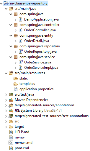 JPA repository IN clause example in a Spring Data JPA project
