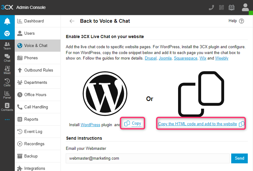 Enabling 3CX Live Chat on Your Website