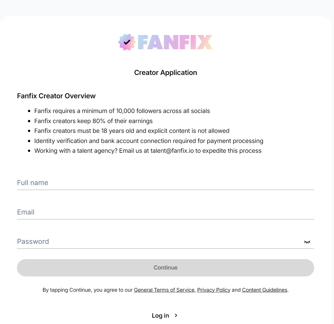 Fanfix Signup