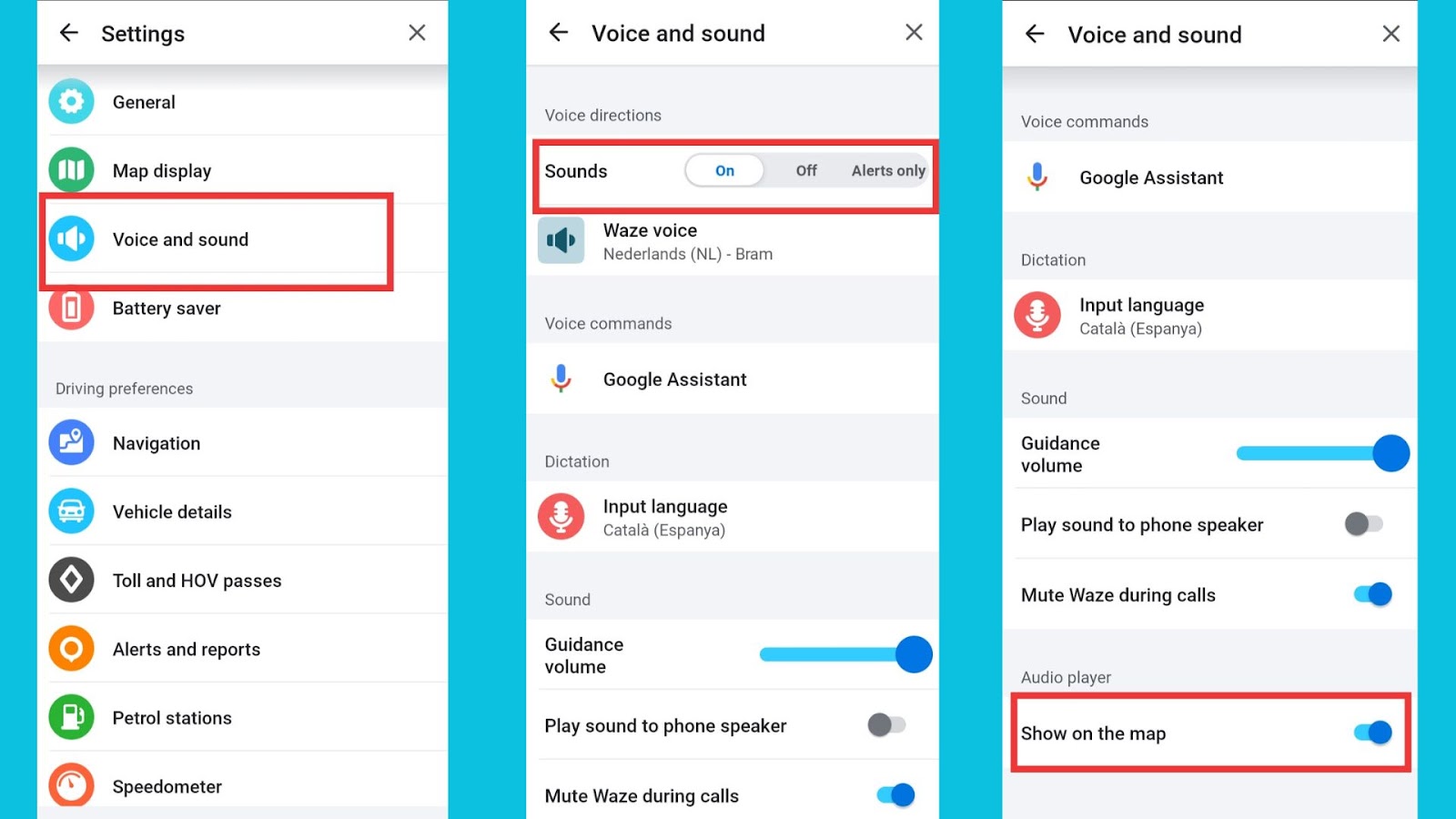 changing waze voice in settings