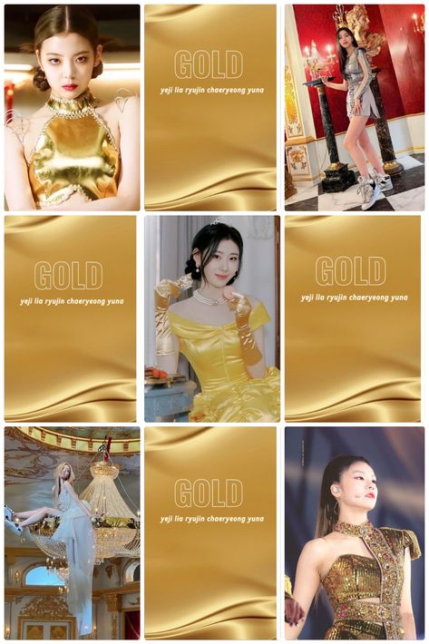 This contains an image of ITZY group members during their album title track "Gold"