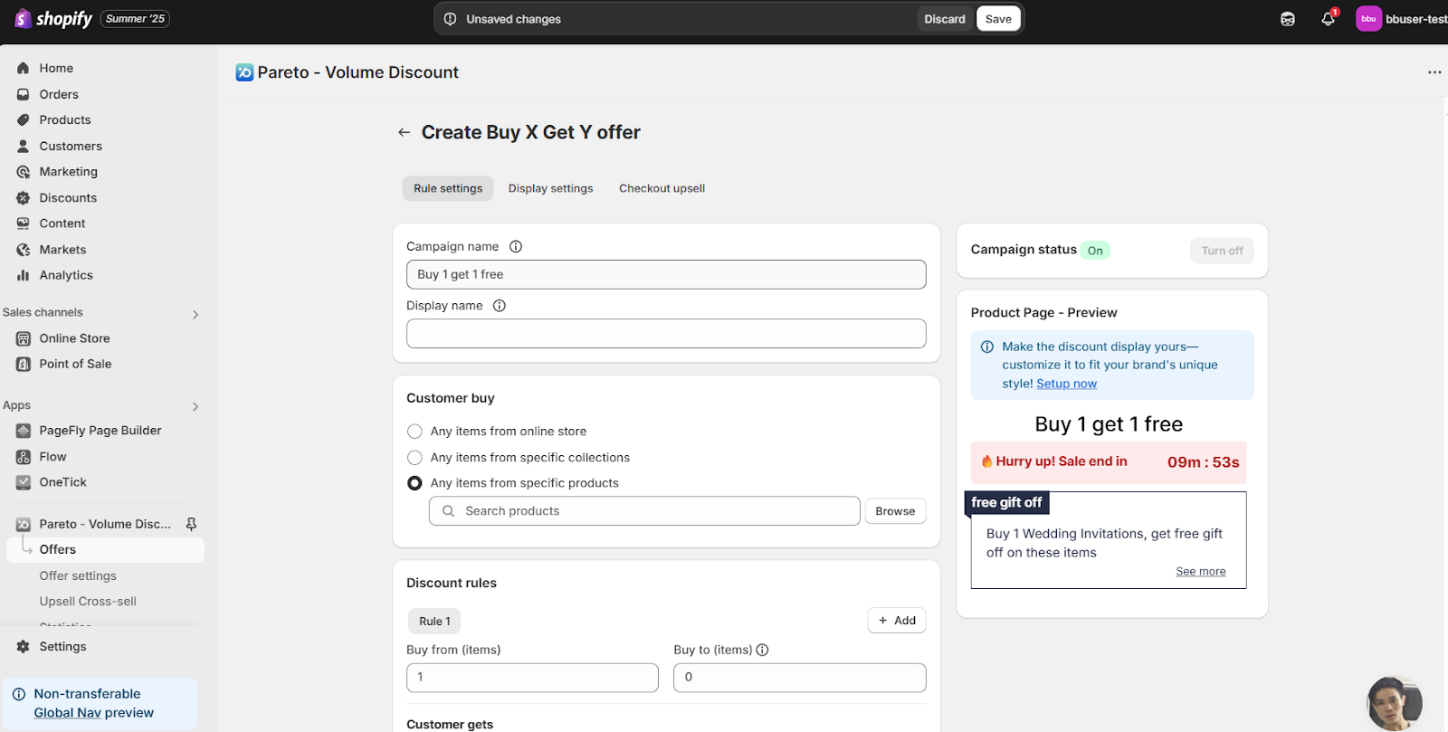 Create buy x get y offer