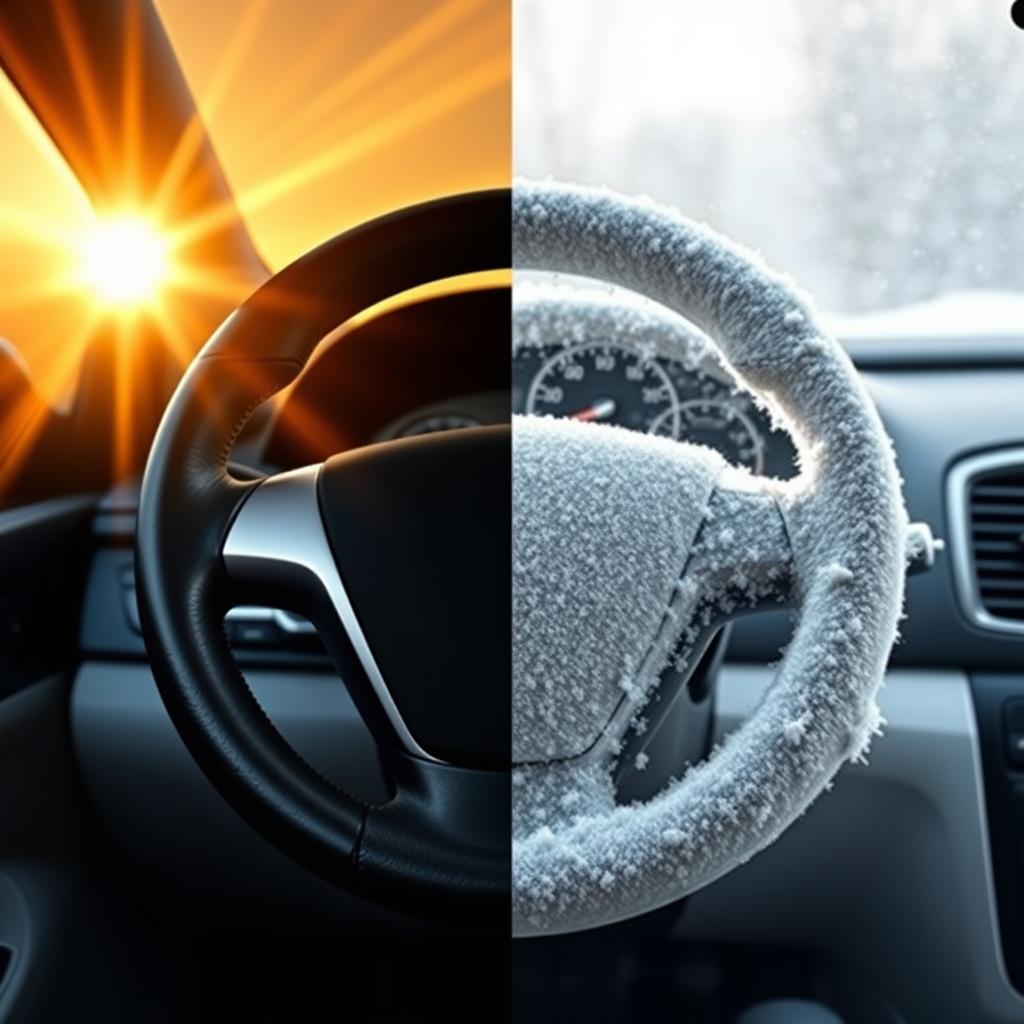 Steering wheel cover protecting hands from extreme temperatures