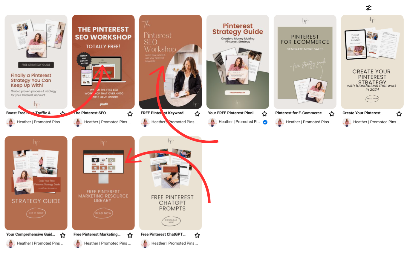 resources and courses on Pinterest pins for lead magnets