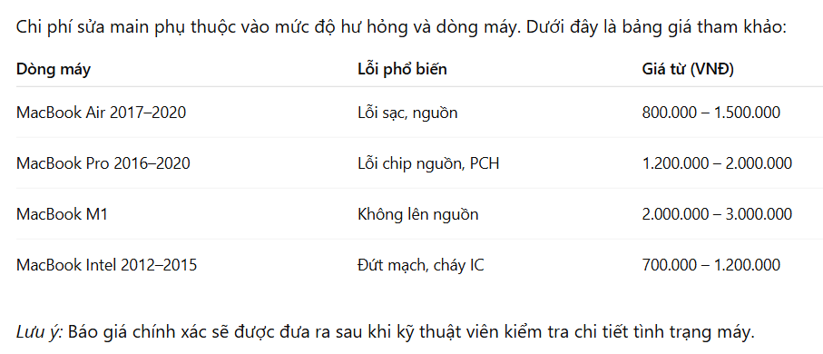 Dịch vụ sửa Main Board
