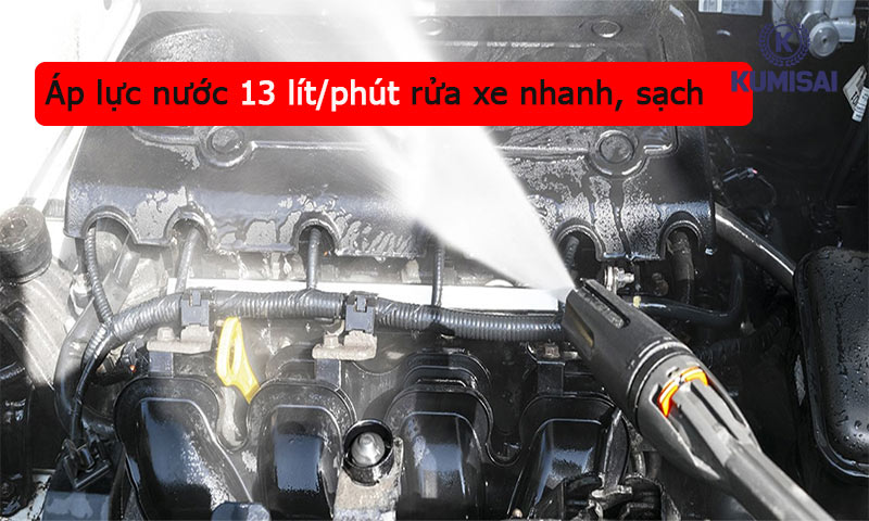 Áp lực mạnh, hiệu suất khỏe rút ngắn thời gian rửa xe nhanh hơn, sạch hơn