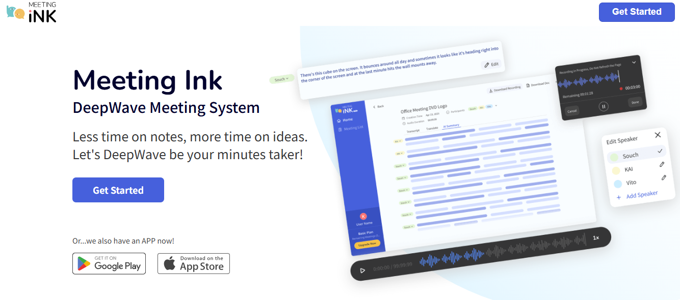 Best AI Tools in 2025 - Screenshot of Meeting Ink AI