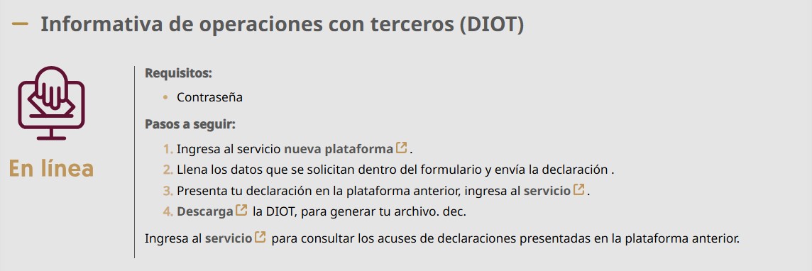 Pasos para presentar la DIOT en línea desde la nueva plataforma del SAT