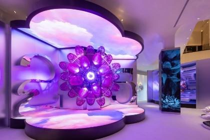 A display of purple lights

Description automatically generated