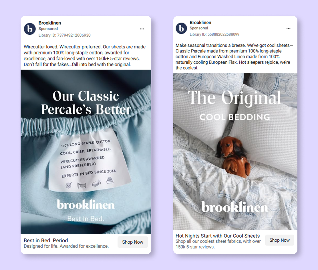 Facebook ad creative examples with branding done right