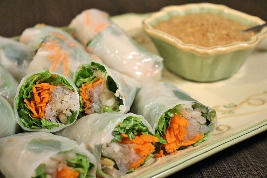 Nime Chow - a kind of spring roll featured with bright veggies