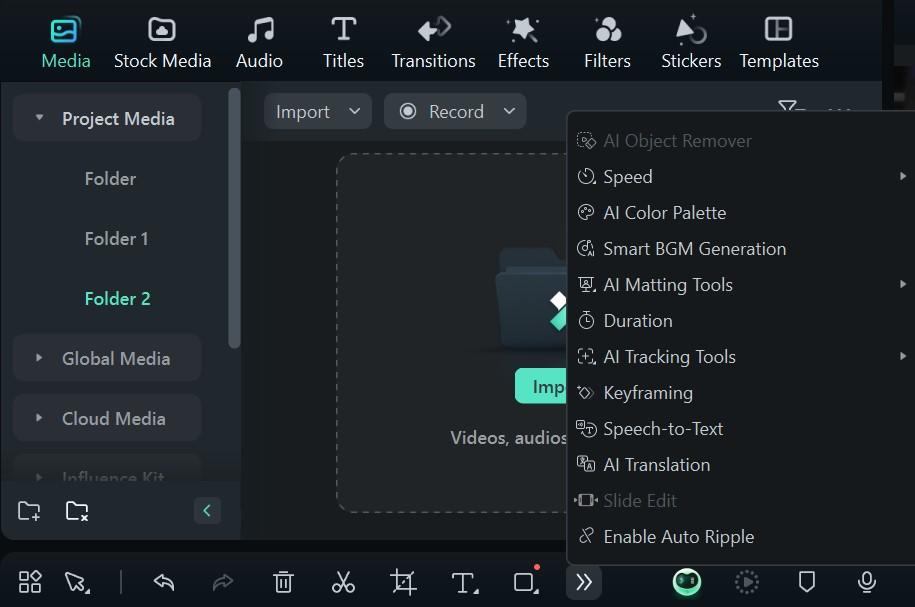 ai tools in filmora video editing software